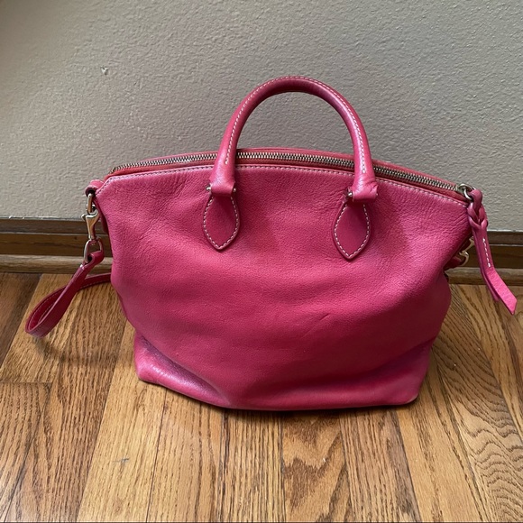 Dooney & Bourke Dillan double pocket satchel in dark pink - Picture 2 of 16
